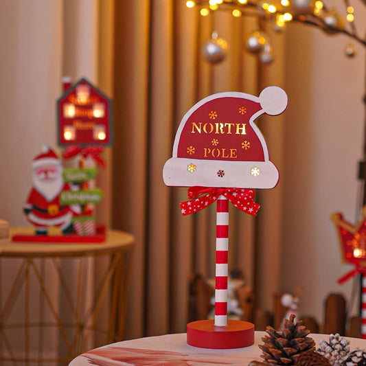 Christmas LED Road Sign Table Lamp - Christmas Hat Shaped