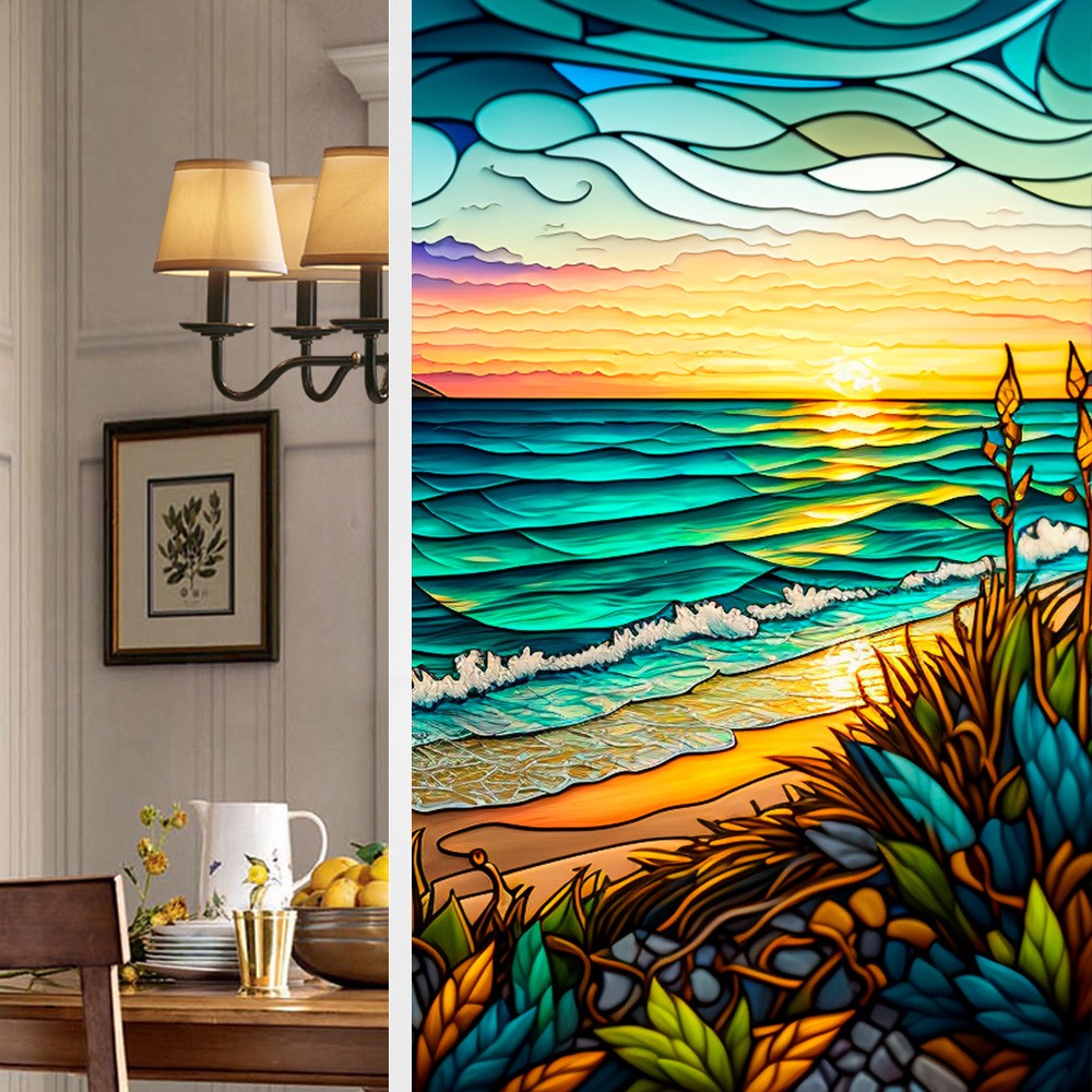 2 Sheets Static Cling Privacy Window Film Frosted Glass Window Sticker Window Covering Film - Style 1