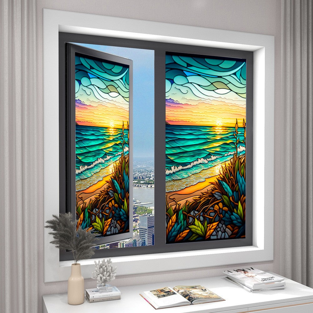 2 Sheets Static Cling Privacy Window Film Frosted Glass Window Sticker Window Covering Film - Style 1