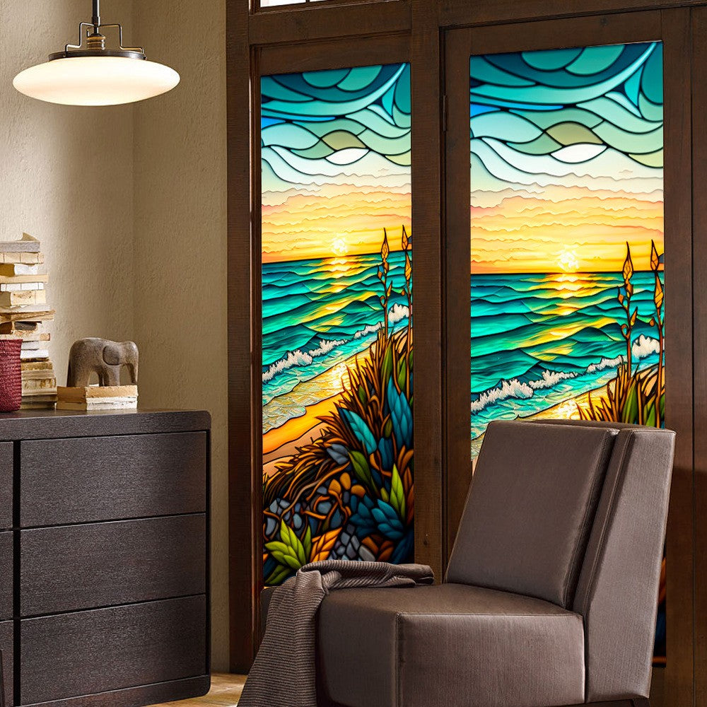 2 Sheets Static Cling Privacy Window Film Frosted Glass Window Sticker Window Covering Film - Style 1