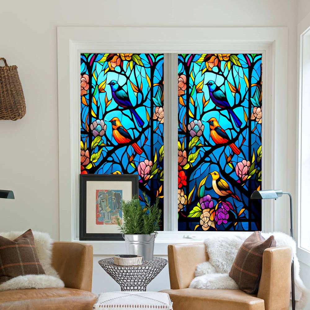 2 Sheets Static Cling Privacy Window Film Frosted Glass Window Sticker Window Covering Film - Style 2