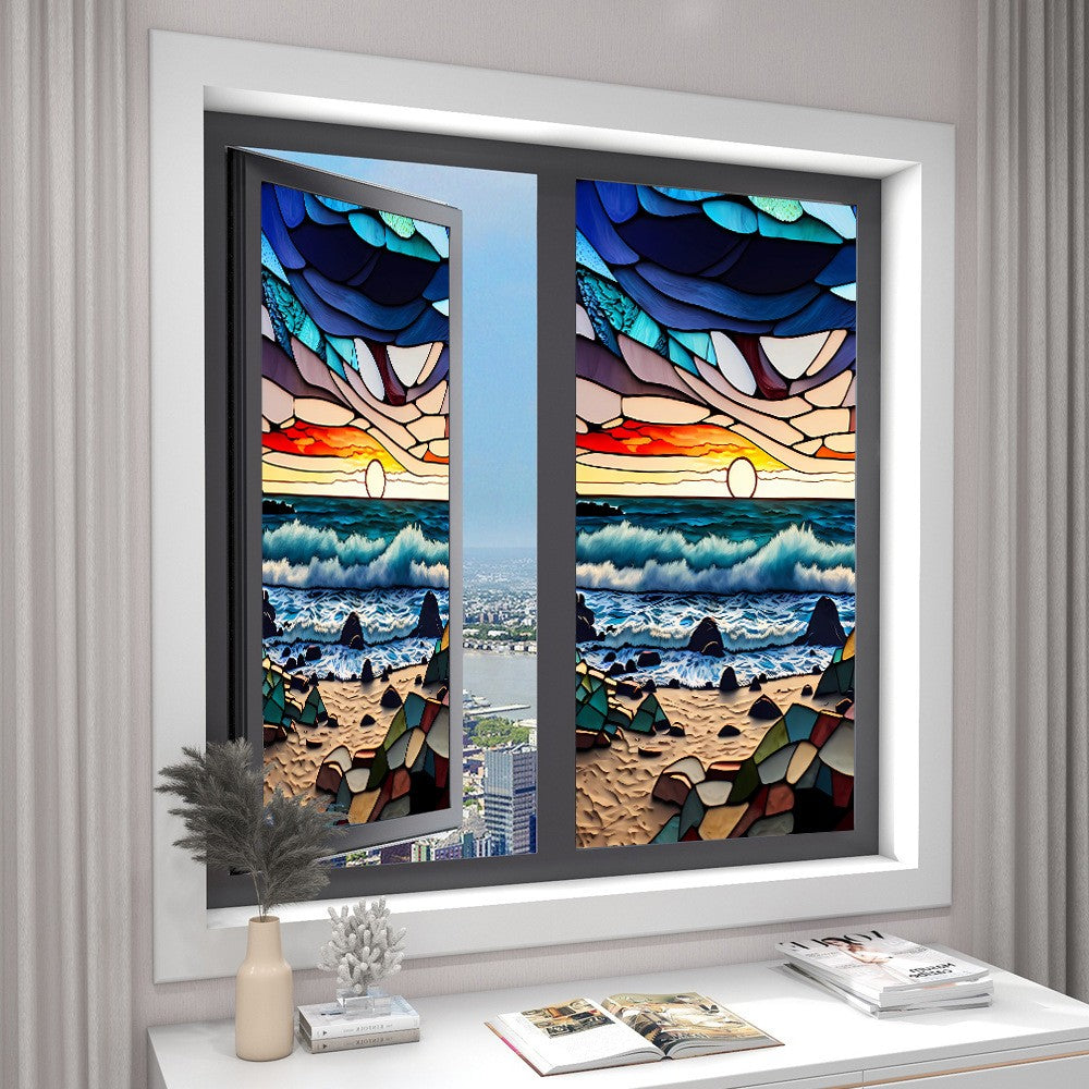 2 Sheets Static Cling Privacy Window Film Frosted Glass Window Sticker Window Covering Film - Style 5