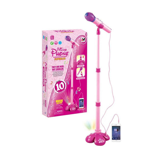 Kids Karaoke Machine with 1 Microphone Adjustable Stand Child Music Play Toy - Pink
