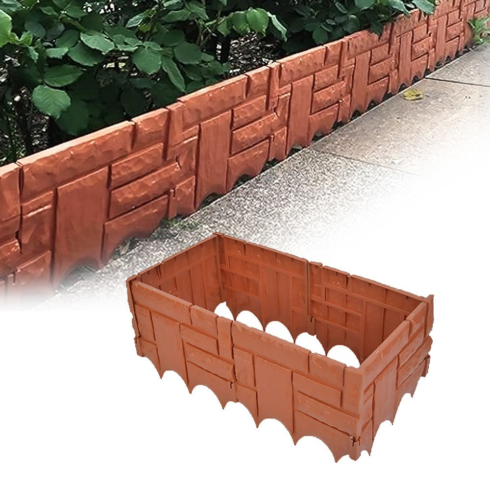 6Pcs Plastic Garden Landscape Edging Borders 1.5M Flower Bed Borders Garden Lawn Fence - Red