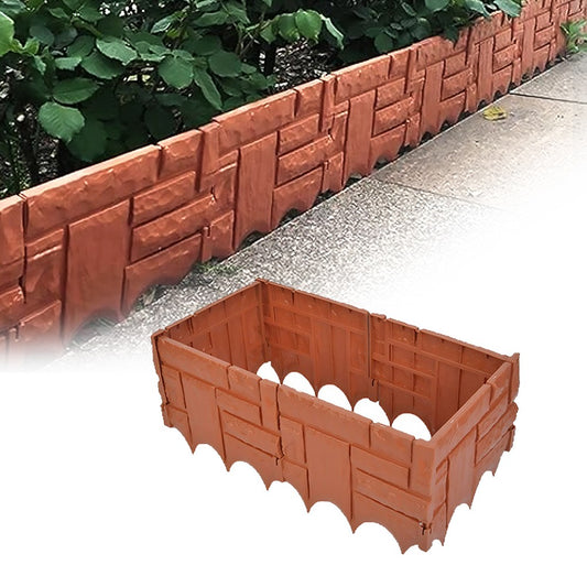 6Pcs Plastic Garden Landscape Edging Borders 1.5M Flower Bed Borders Garden Lawn Fence - Red