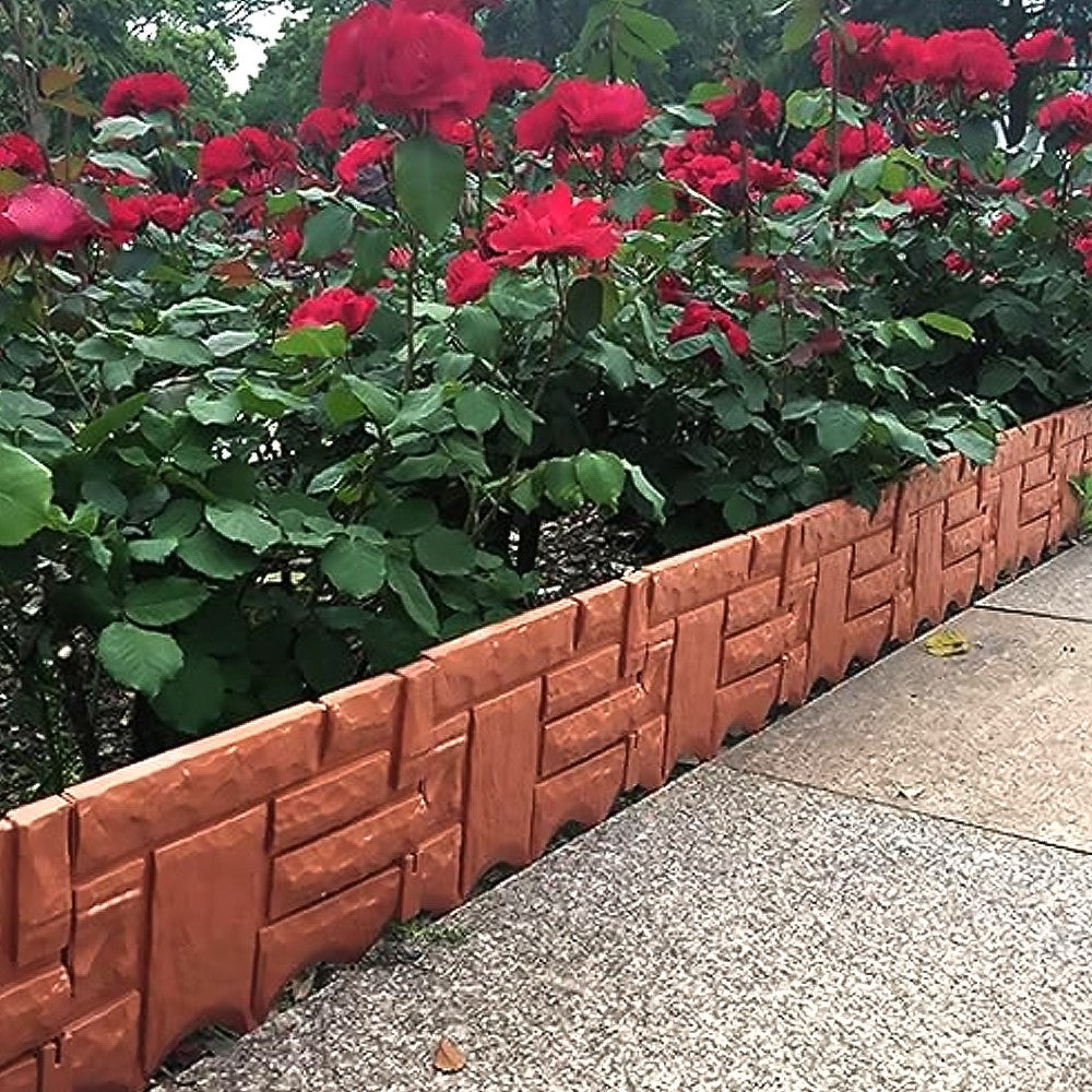 6Pcs Plastic Garden Landscape Edging Borders 1.5M Flower Bed Borders Garden Lawn Fence - Red