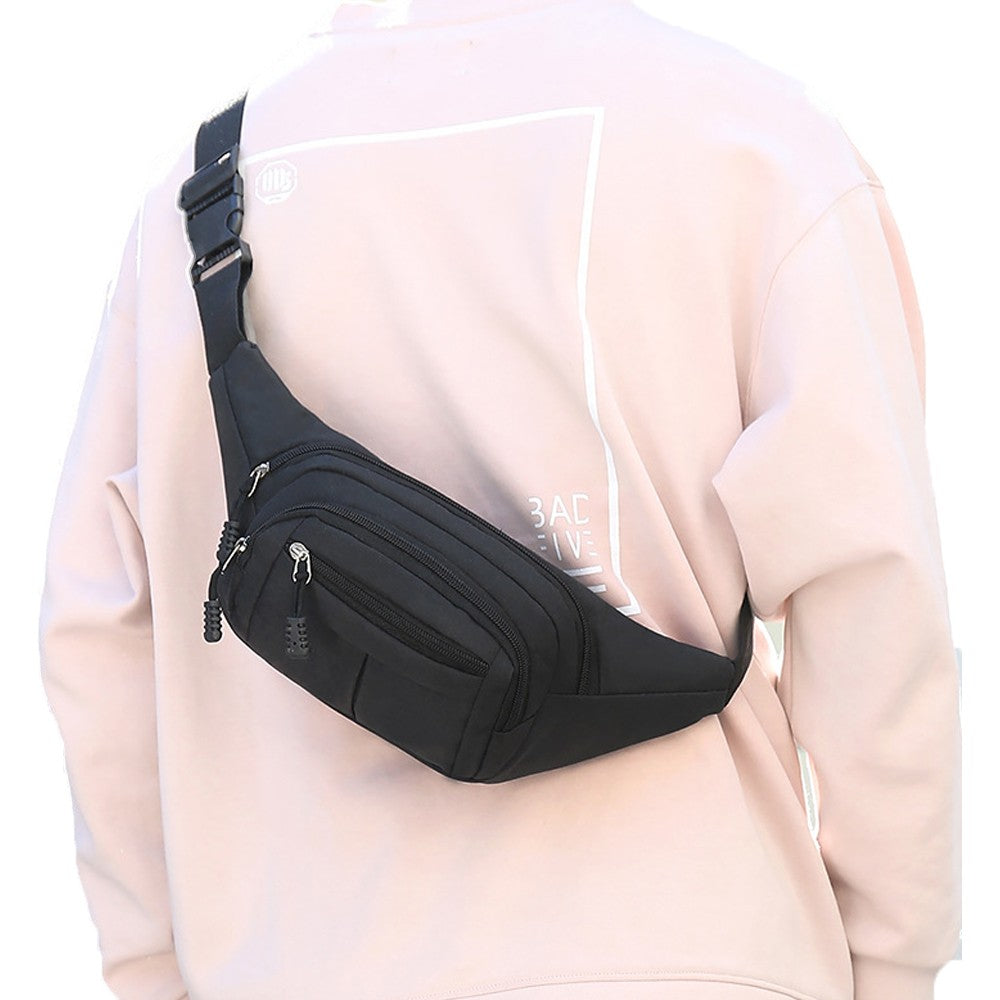 1Pc Unisex Sling Bag Chest Pack Fanny Pack Sports Waist Bag Wallet - Black