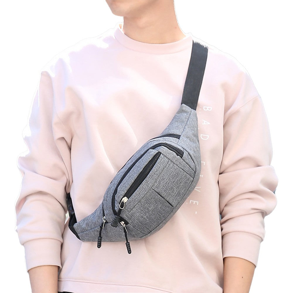 1Pc Unisex Sling Bag Chest Pack Fanny Pack Sports Waist Bag Wallet - Grey