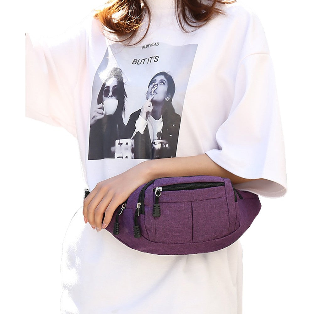 1Pc Unisex Sling Bag Chest Pack Fanny Pack Sports Waist Bag Wallet - Purple