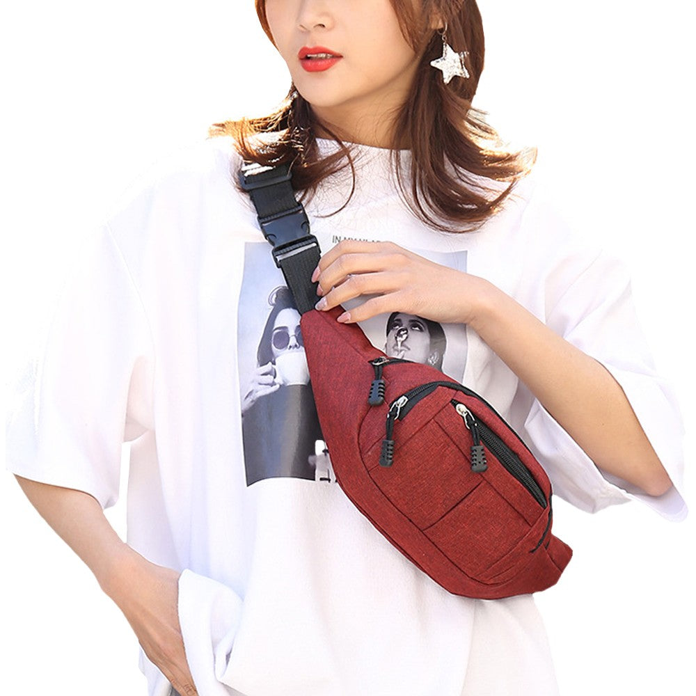1Pc Unisex Sling Bag Chest Pack Fanny Pack Sports Waist Bag Wallet - Red