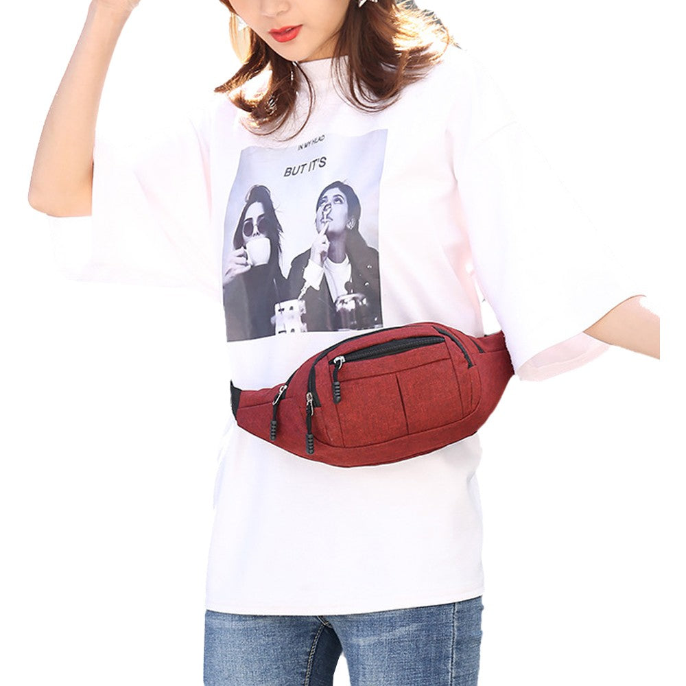 1Pc Unisex Sling Bag Chest Pack Fanny Pack Sports Waist Bag Wallet - Red