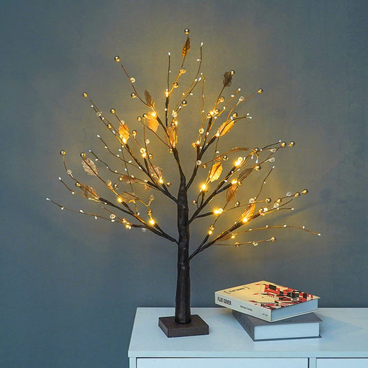 LED Tabletop Tree Light Artificial Branch Tree Lamp Xmas Decorative Light - Gold