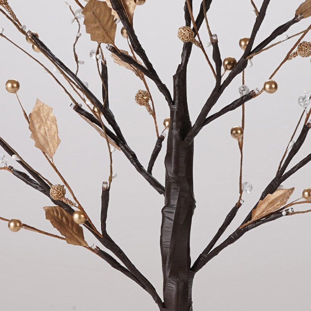 LED Tabletop Tree Light Artificial Branch Tree Lamp Xmas Decorative Light - Gold