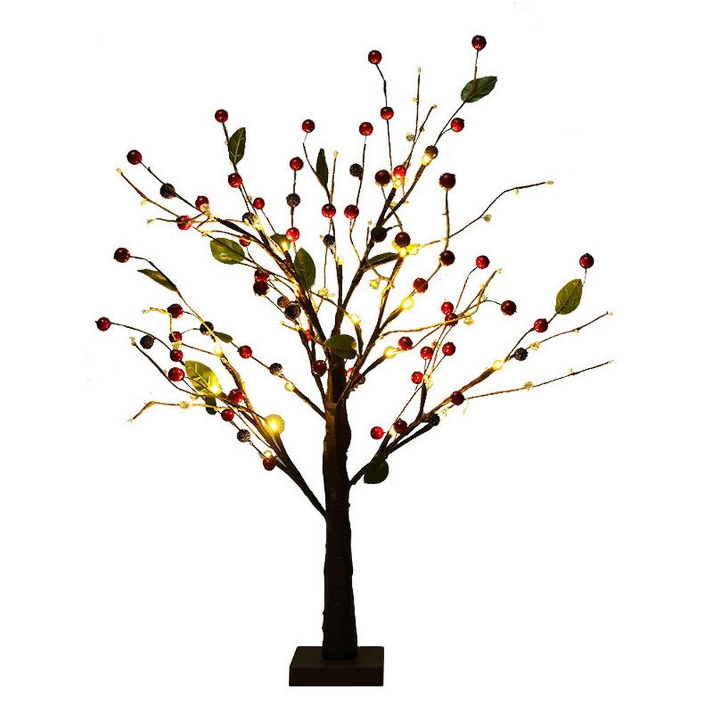 LED Tabletop Tree Light Artificial Branch Tree Lamp Xmas Decorative Light - Red