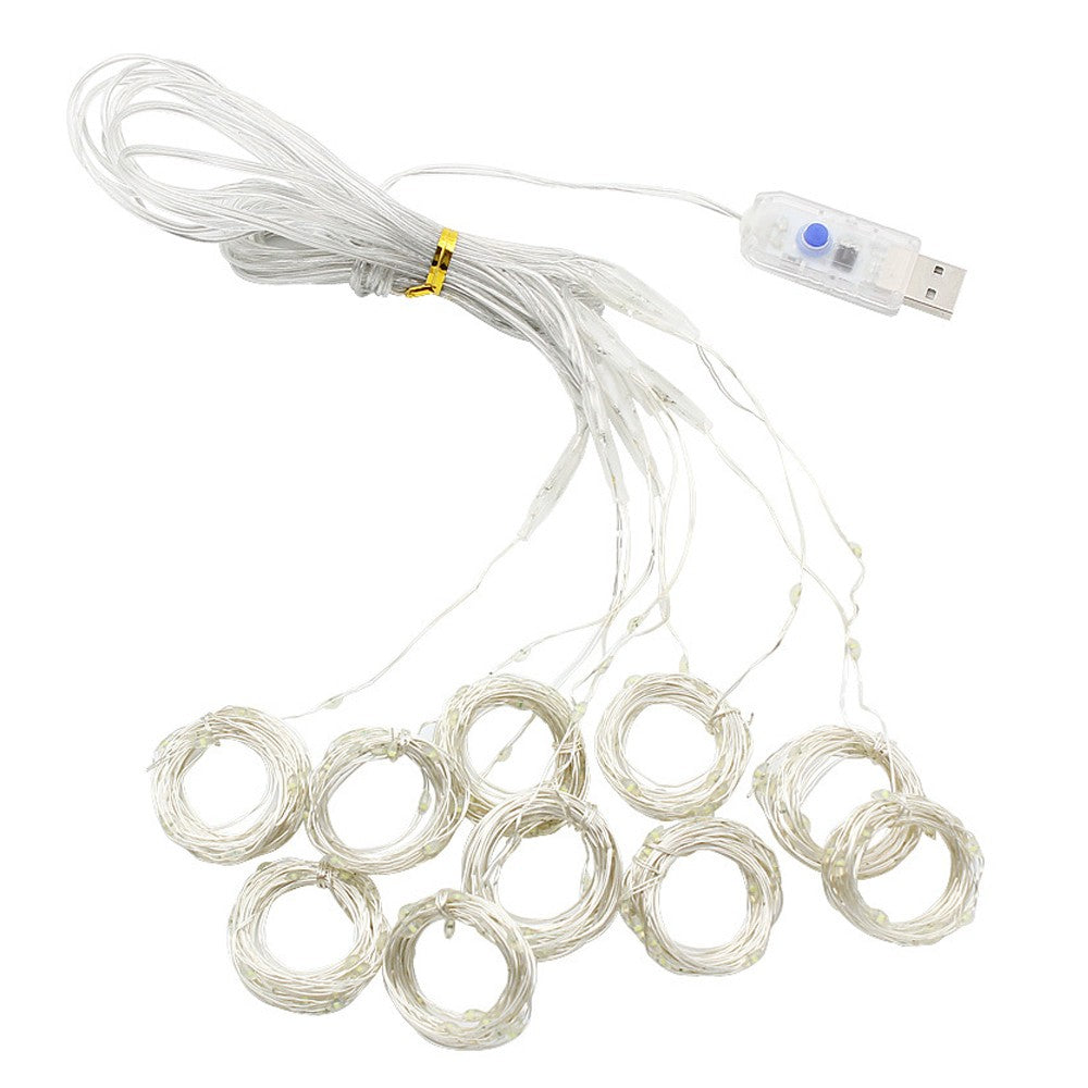 3M Christmas LED Curtain Lights Copper Wire Light String Curtain String Light - White Light