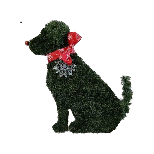 Dog Shaped Christmas Wreath Front Door Artificial Pine Branches Garland Xmas Ornaments - Style 1