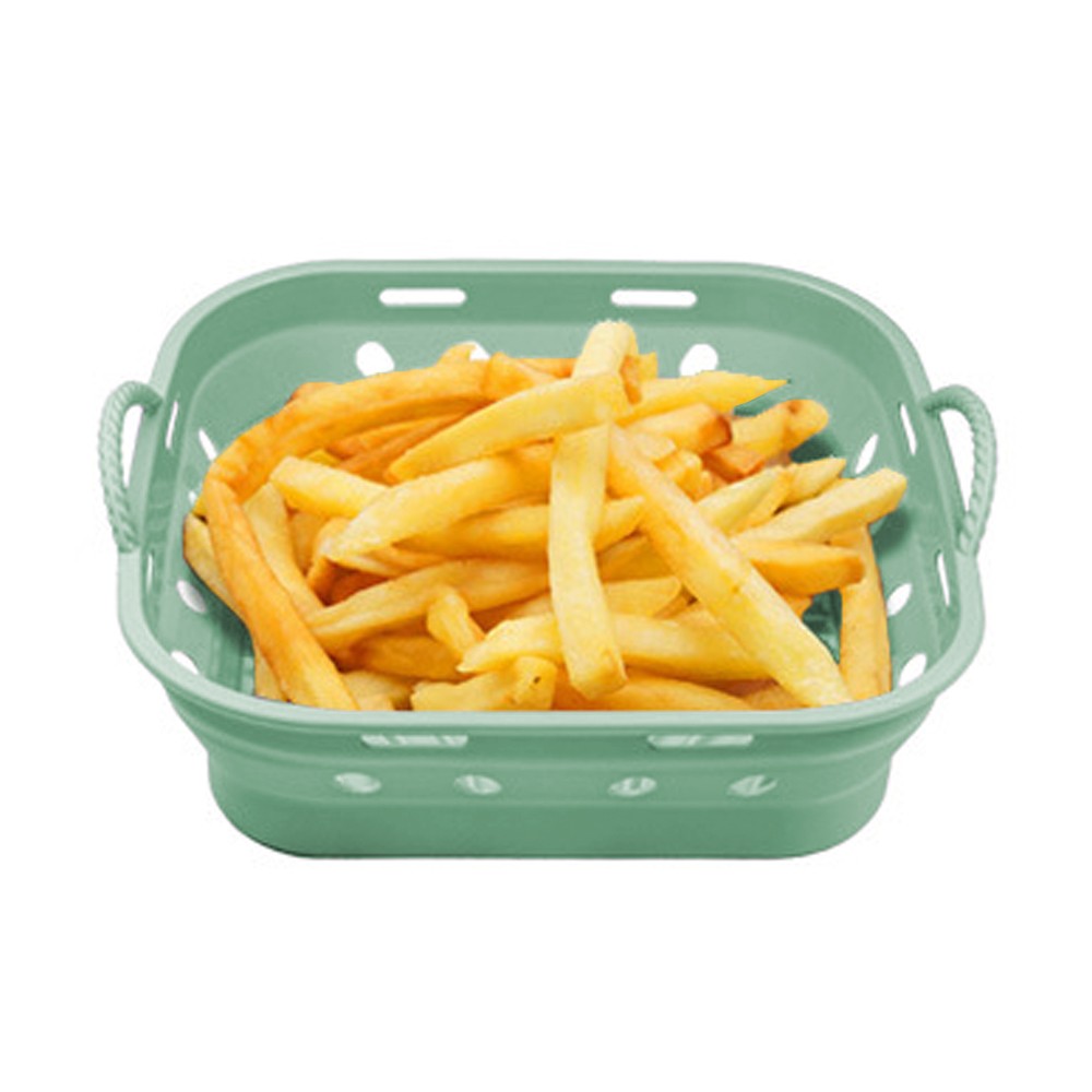 2Pcs Square Foldable Air Fryer Silicone Pot Reusable Air Fryer Liner Oven Baking Tray Pan - Blue+Green