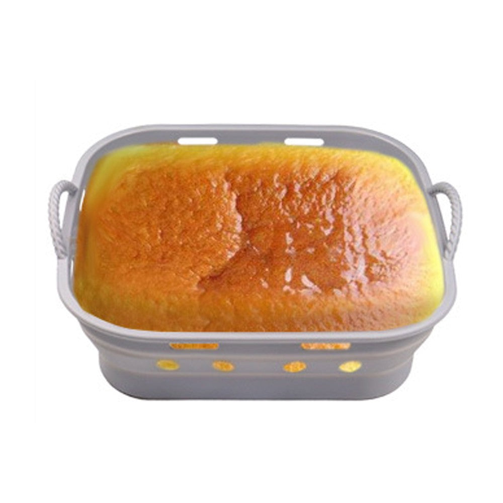 1Pc Square Foldable Air Fryer Silicone Pot Reusable Air Fryer Liner Oven Baking Tray Pan - Grey