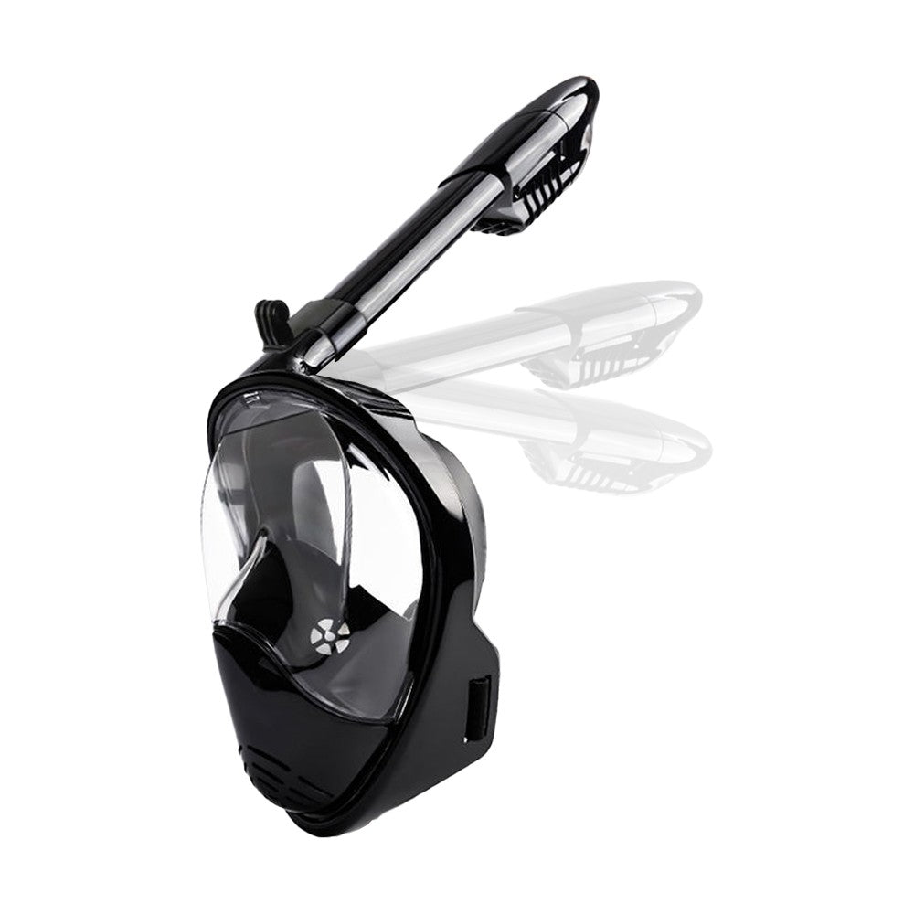 Full Face Snorkel Mask Set Anti-leak Diving Goggles with Diving Waist Bag - Black
