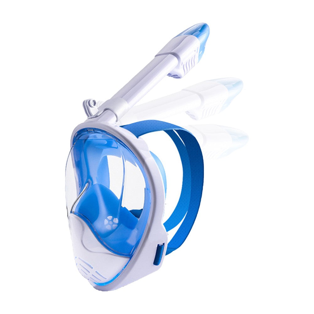 Full Face Snorkel Mask Set Anti-leak Diving Goggles with Diving Waist Bag - Blue