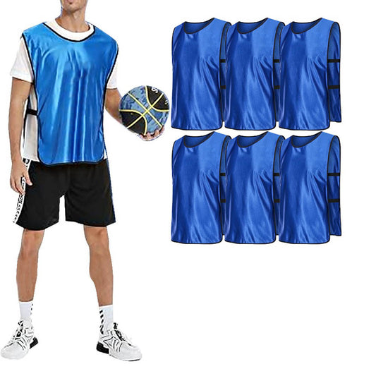 6-Piece Adult Scrimmage Training Vest Team Training Bibs Pinnies for Team Sports Games - Dark Blue
