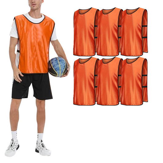 6-Piece Adult Scrimmage Training Vest Team Training Bibs Pinnies for Team Sports Games - Orange