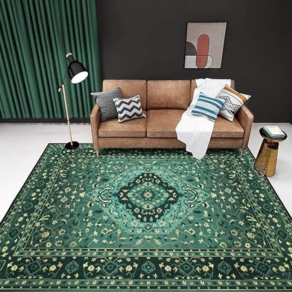 80x120cm Bohemian Floor Mat Non-Slip Carpet Vintage Rugs Home Decor - Green