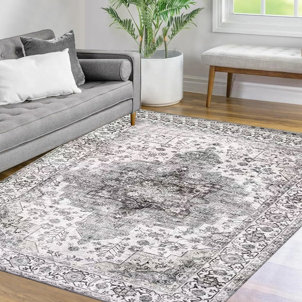 80x120cm Bohemian Floor Mat Non-Slip Carpet Vintage Rugs Home Decor - Grey