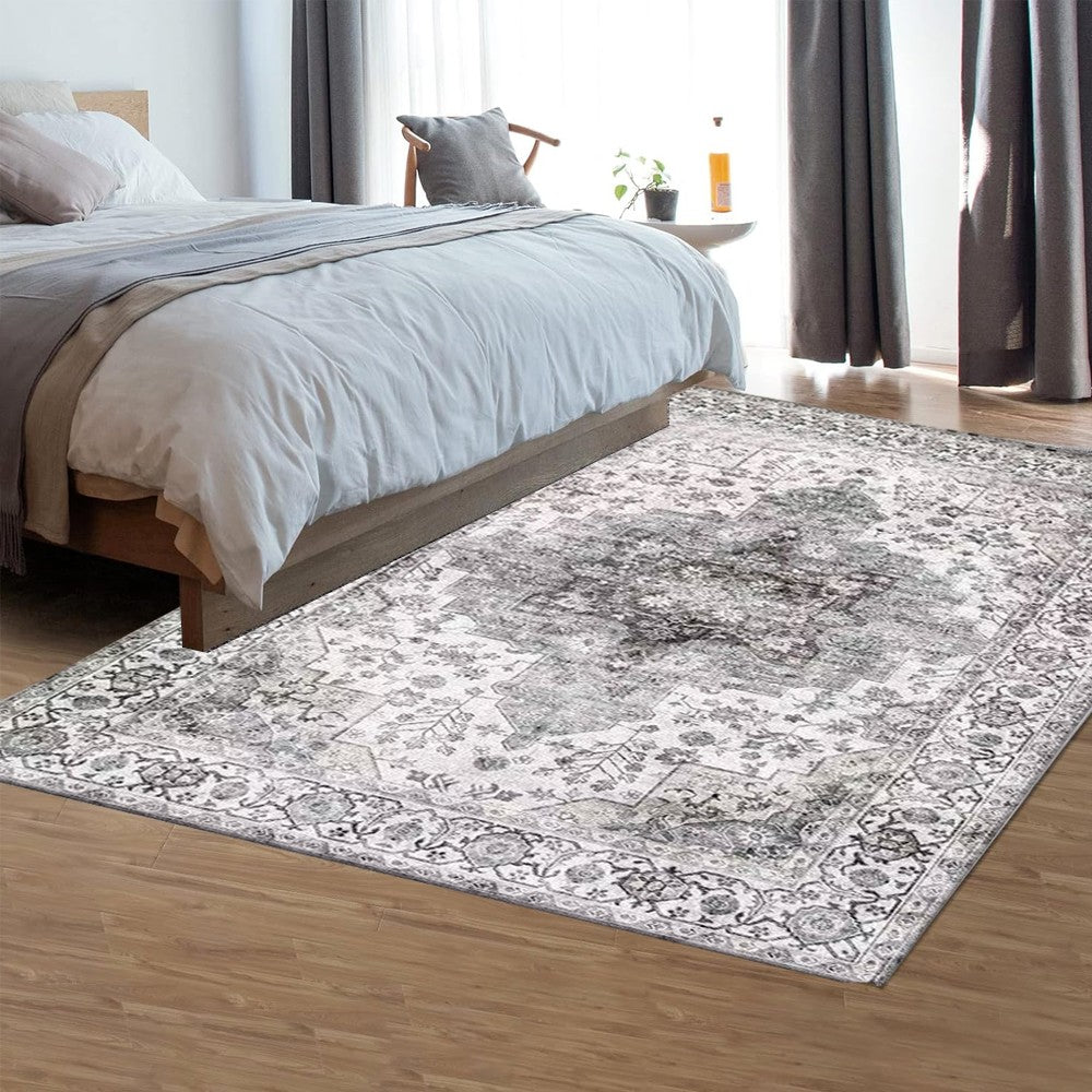 80x120cm Bohemian Floor Mat Non-Slip Carpet Vintage Rugs Home Decor - Grey