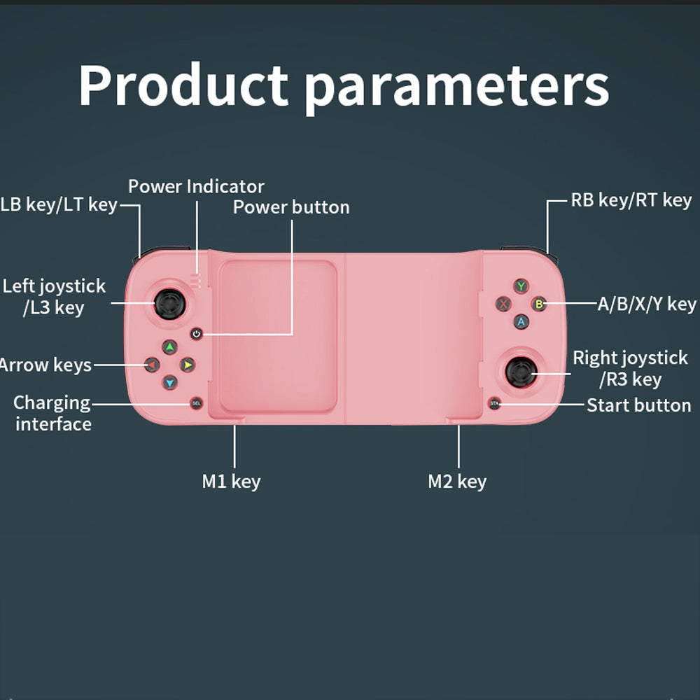 Bluetooth 5.0 Mobile Phone Gamepad Wireless Game Controller for PS/Switch - Pink