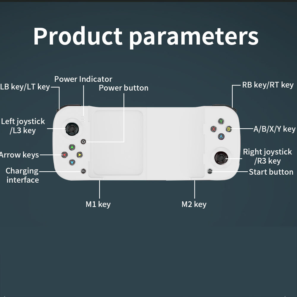 Bluetooth 5.0 Mobile Phone Gamepad Wireless Game Controller for PS/Switch - White