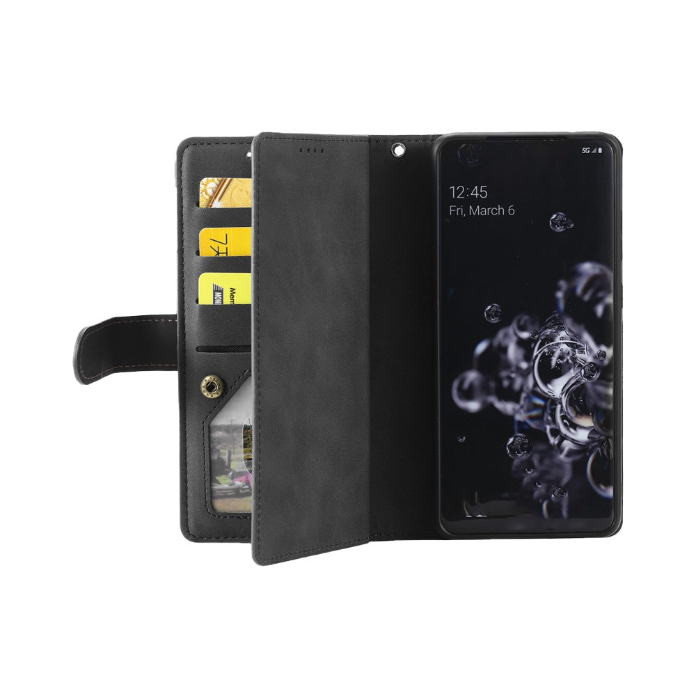 For iPhone 15 Plus Phone Case PU Leather Wallet Flip Cover - Black