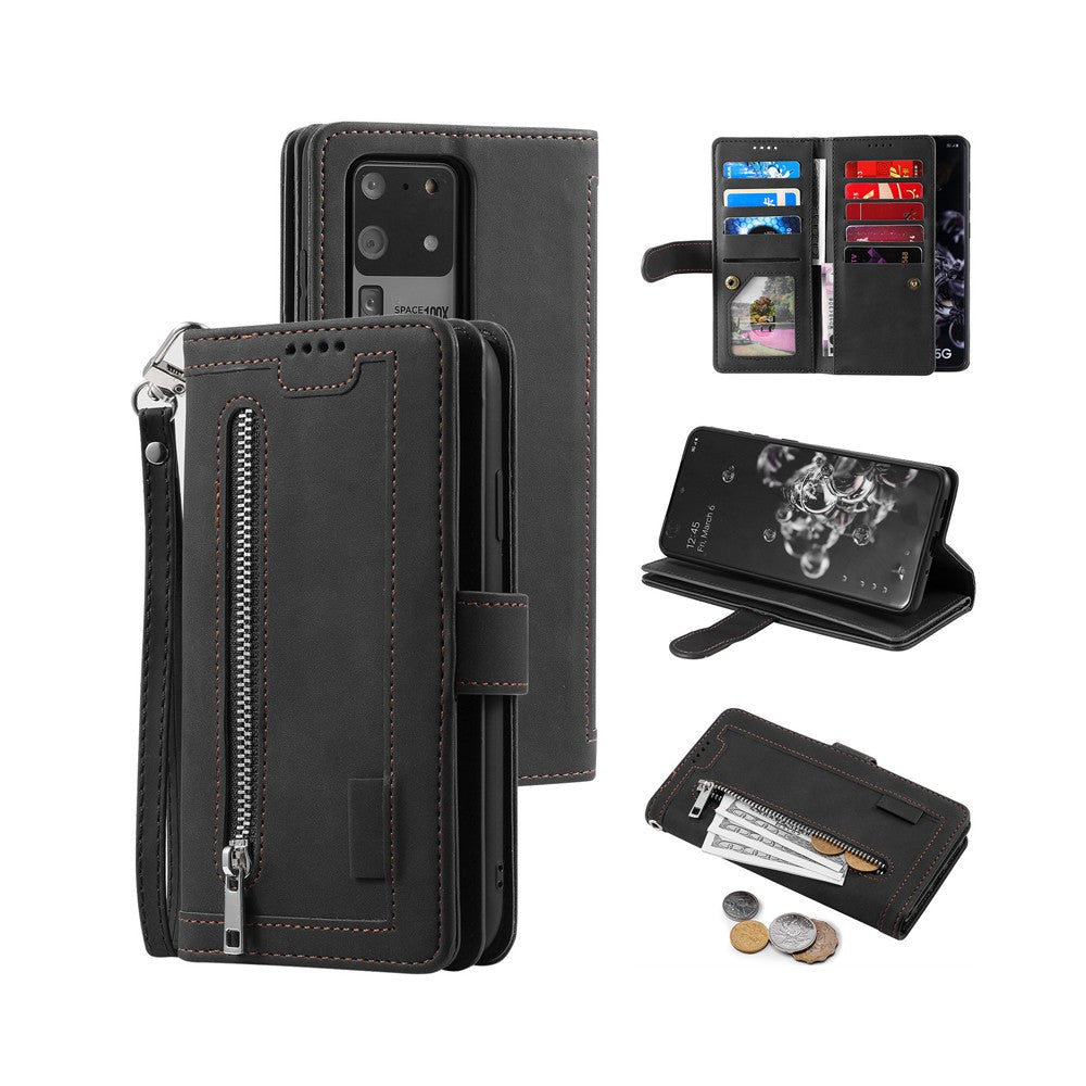 For iPhone 15 Promax Phone Case PU Leather Wallet Flip Cover - Black