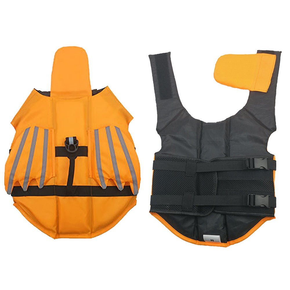 Dog Life Jacket Pet Safety Vest Reflective Pet Buoyancy Lifesaver for Swimming Boating - Orange L