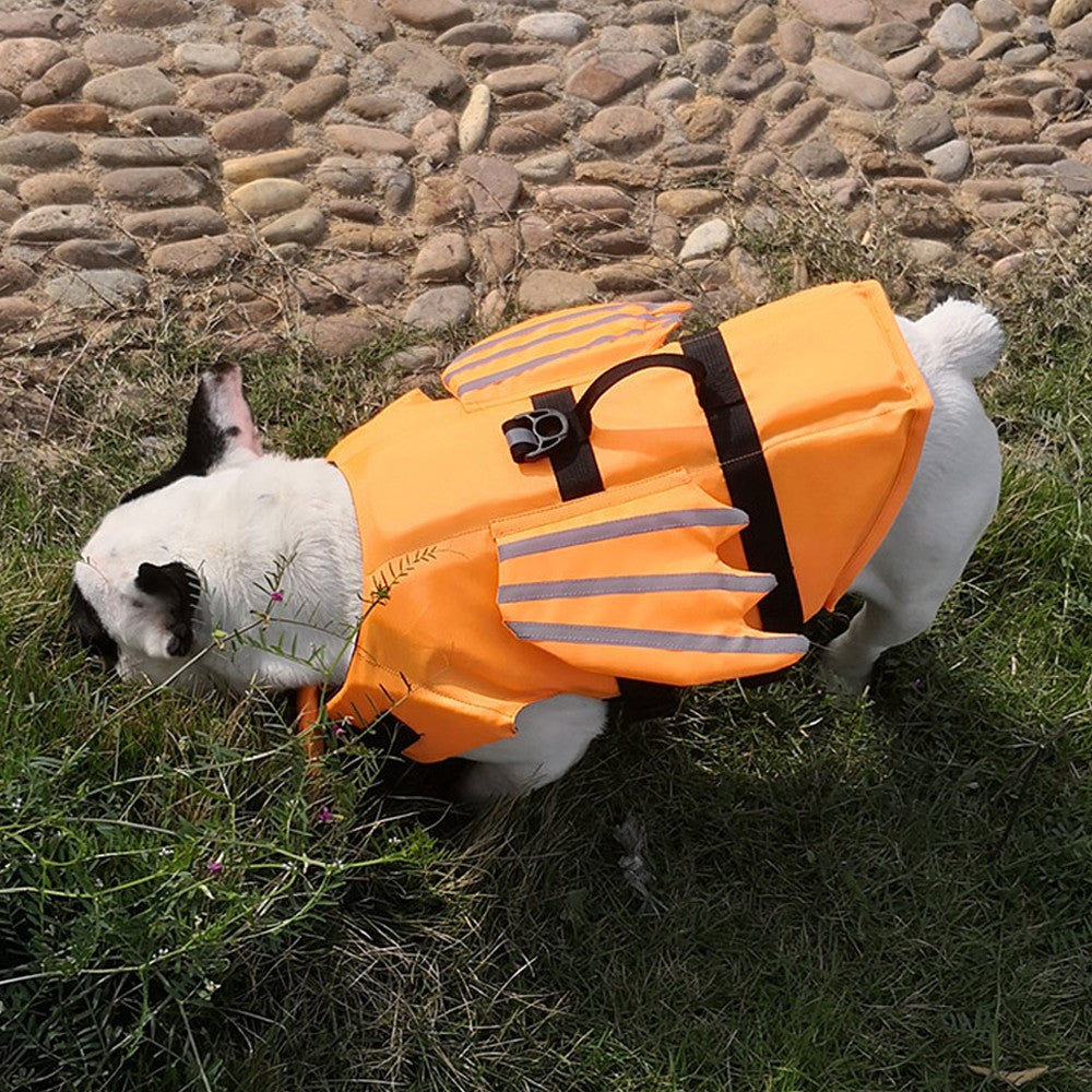 Dog Life Jacket Pet Safety Vest Reflective Pet Buoyancy Lifesaver for Swimming Boating - Orange S