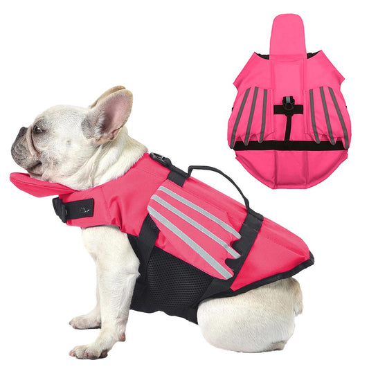 Dog Life Jacket Pet Safety Vest Reflective Pet Buoyancy Lifesaver for Swimming Boating - Rose Red S