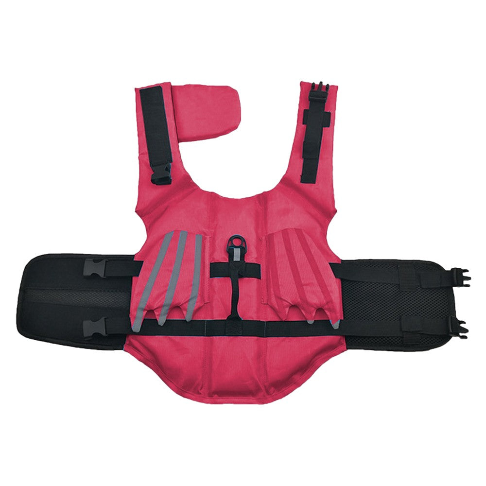 Dog Life Jacket Pet Safety Vest Reflective Pet Buoyancy Lifesaver for Swimming Boating - Rose Red L