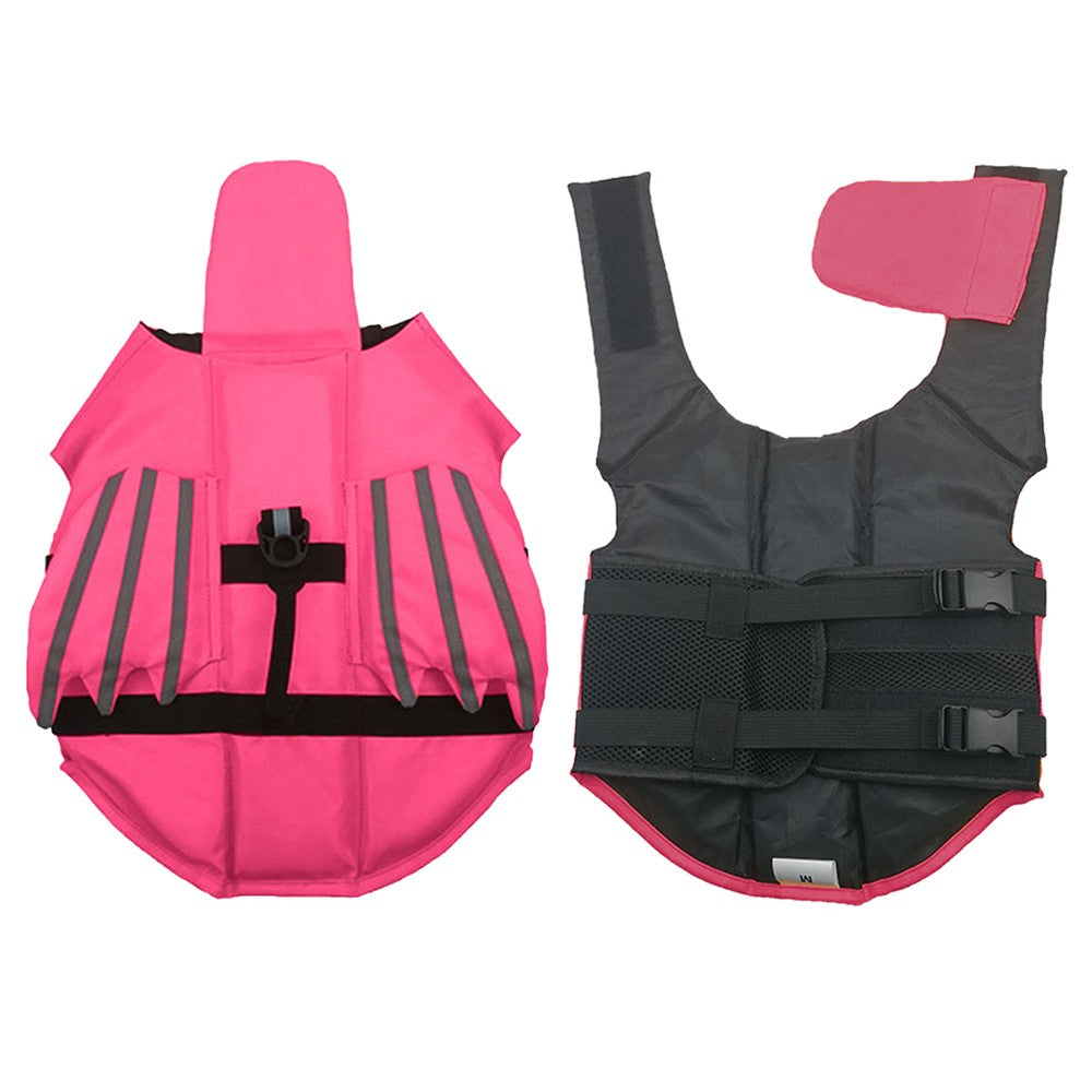 Dog Life Jacket Pet Safety Vest Reflective Pet Buoyancy Lifesaver for Swimming Boating - Rose Red M