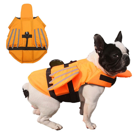 Dog Life Jacket Pet Safety Vest Reflective Pet Buoyancy Lifesaver for Swimming Boating - Orange L