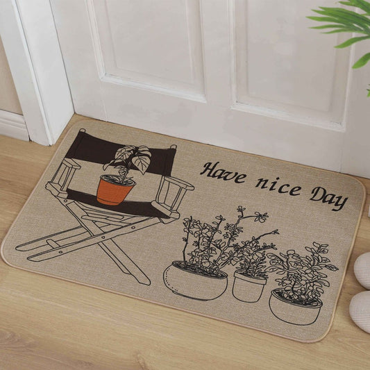 40x60cm Linen Entrance Door Mat Kitchen Non-Slip Floor Mat?Decorative Doormat - Style 4