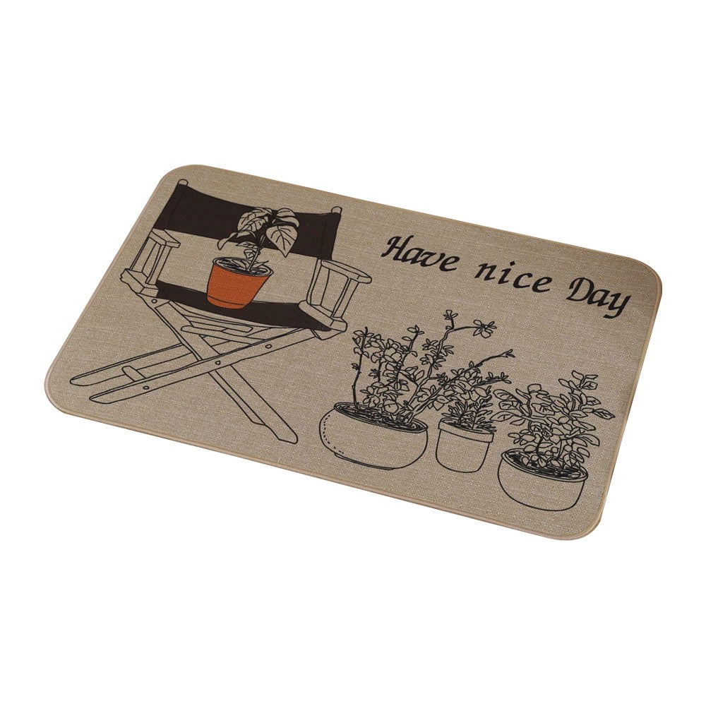 40x60cm Linen Entrance Door Mat Kitchen Non-Slip Floor Mat?Decorative Doormat - Style 4