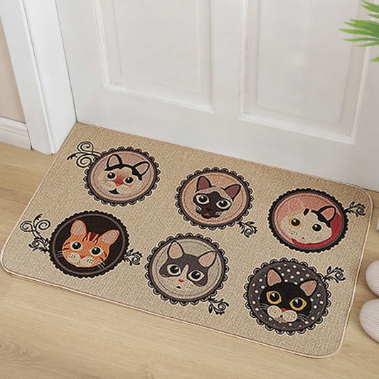 40x60cm Linen Entrance Door Mat Kitchen Non-Slip Floor Mat?Decorative Doormat - Style 5
