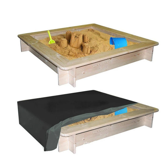 150x150cm Square Outdoor Sandpit Cover Dustproof Sandbox Cover with Drawstring - Black