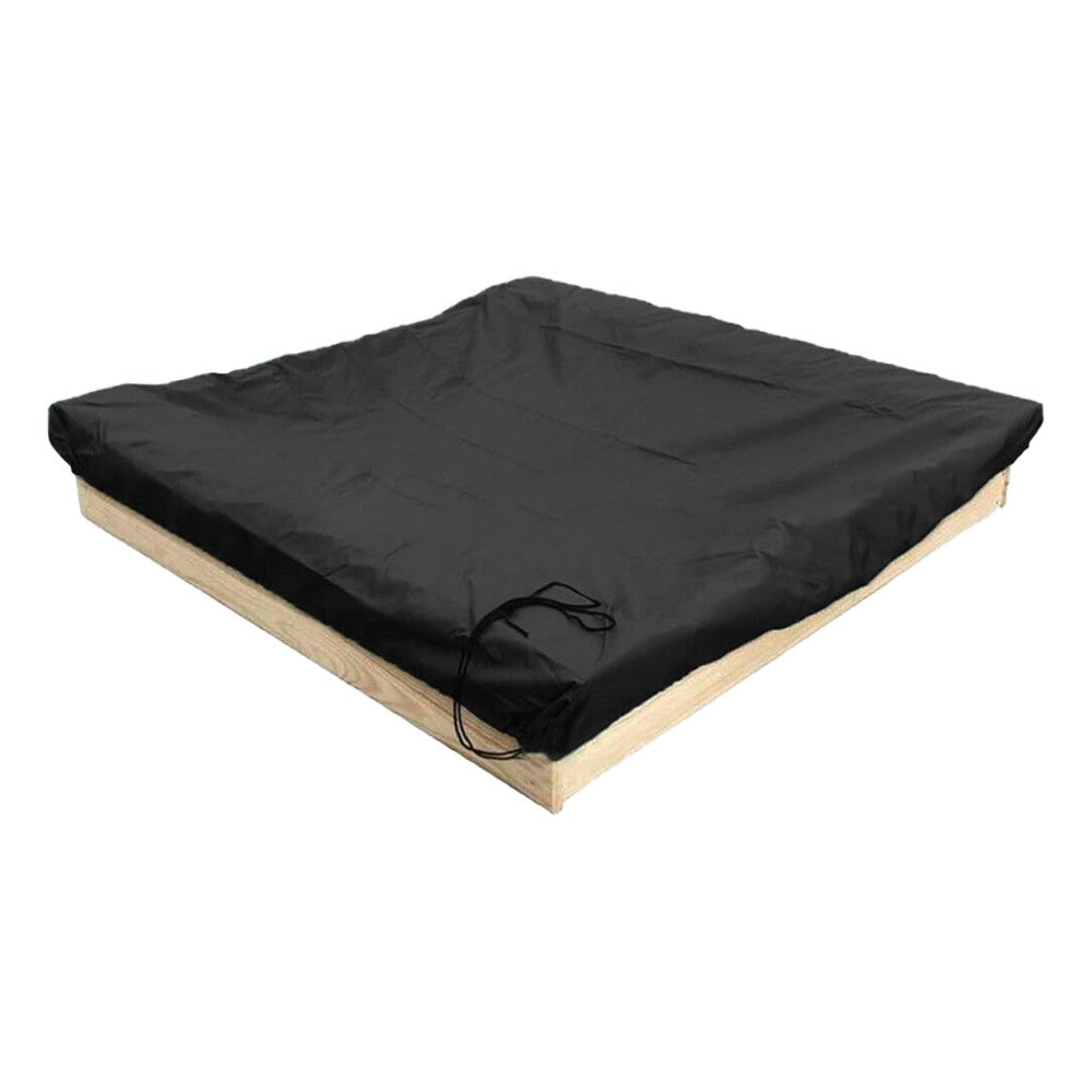 150x150cm Square Outdoor Sandpit Cover Dustproof Sandbox Cover with Drawstring - Black