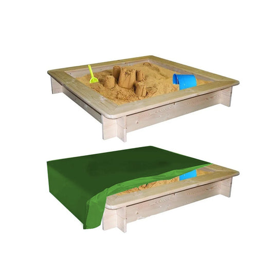 120x120cm Square Outdoor Sandpit Cover Dustproof Sandbox Cover with Drawstring - Green