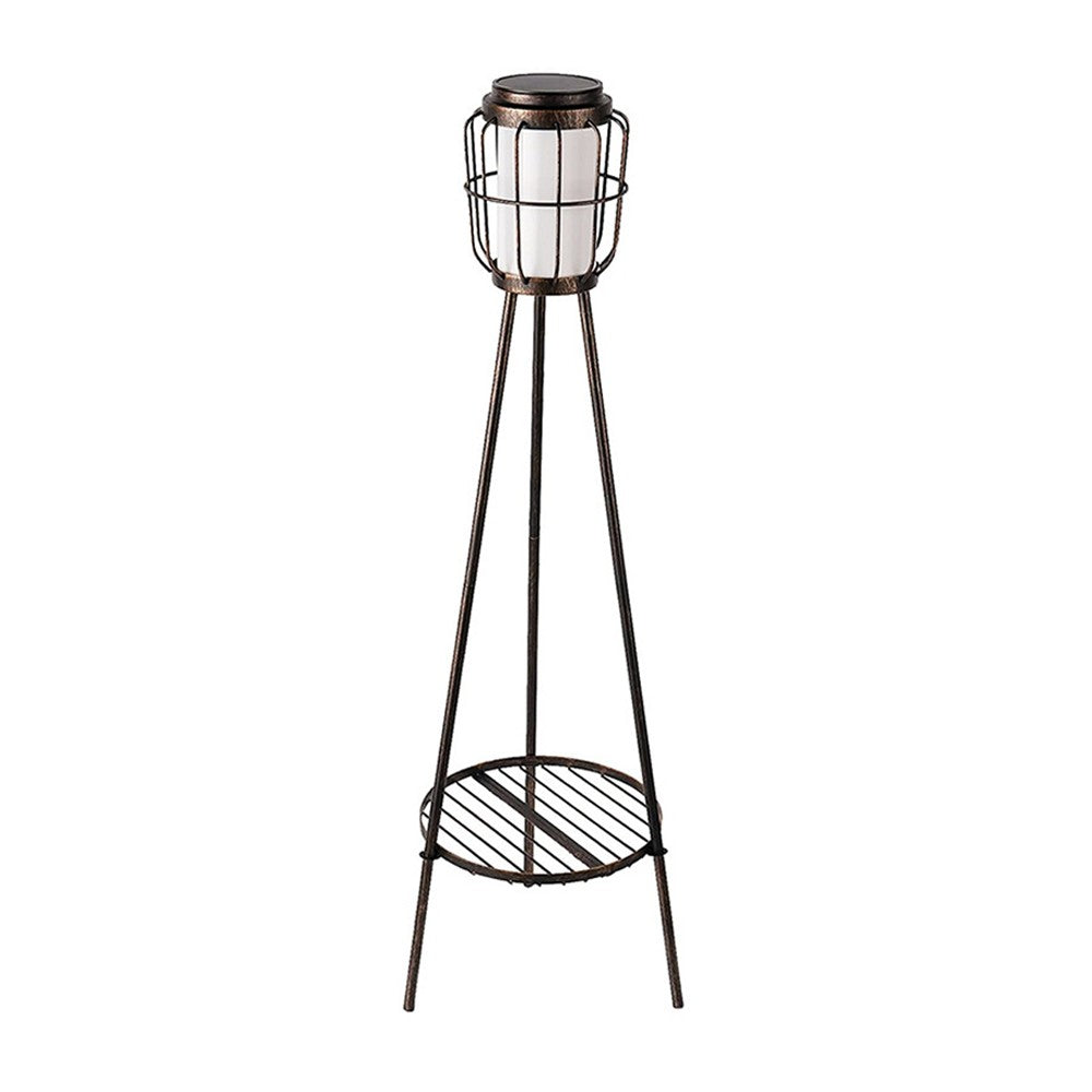 Outdoor Solar Light with Plant Stand Metal Tripod Floor Lamp