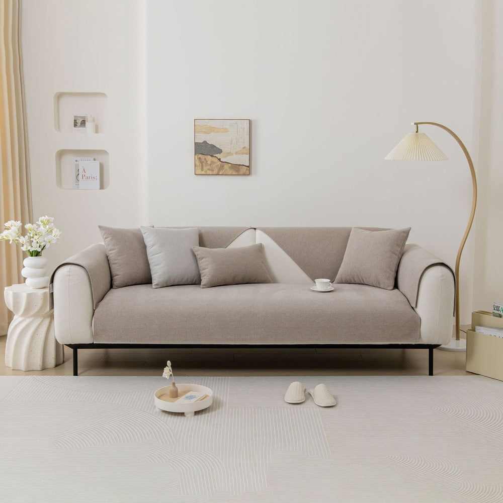 70x180cm Sofa Seat Cushion Mat Backrest Mat Anti-Slip Couch Slipcovers - Khaki