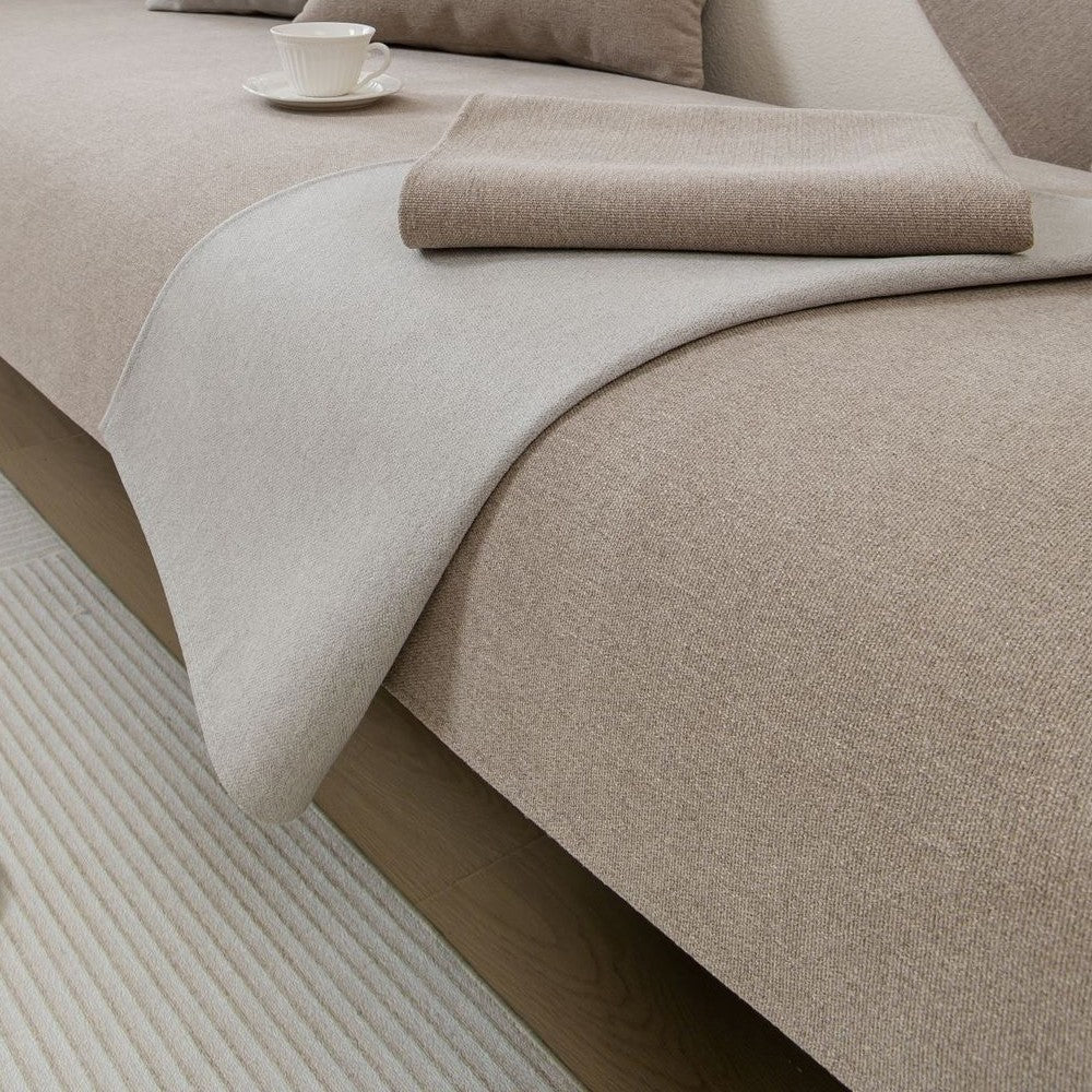 70x150cm Sofa Seat Cushion Mat Backrest Mat Anti-Slip Couch Slipcovers - Khaki