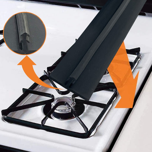 2Pcs 25 inches Silicone Kitchen Stove Counter Gap Cover Gap Filler Strip - Black