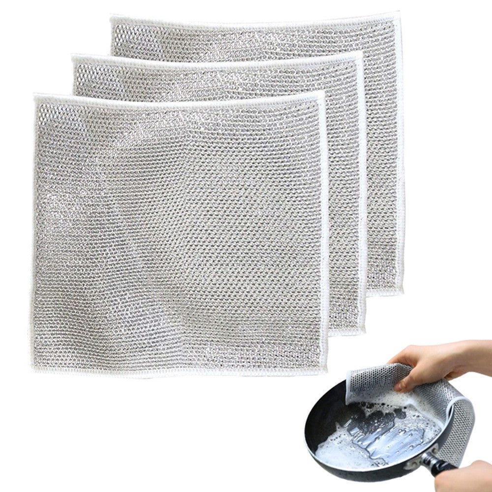10Pcs Imitation Wire Dishwashing Rags Household Dishes Sink Cleaning Cloth